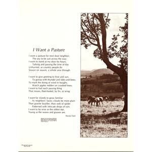 I Want a Pasture Rachel Field 1970s Poem Retro Kitsch Wall Art SF7